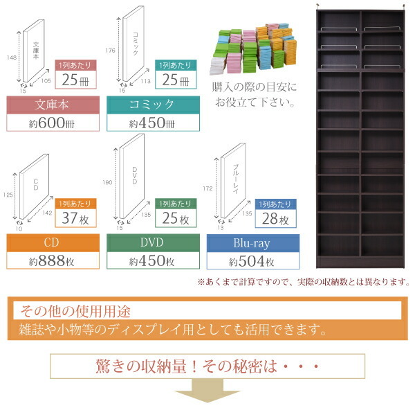 本棚 薄型 天井 つっぱり 奥行 16.5 幅 81 高さ238 ～ 253 業界初 棚が